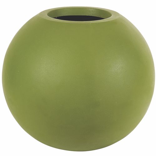 Maceta en forma de esfera de fibra de vidrio color verde