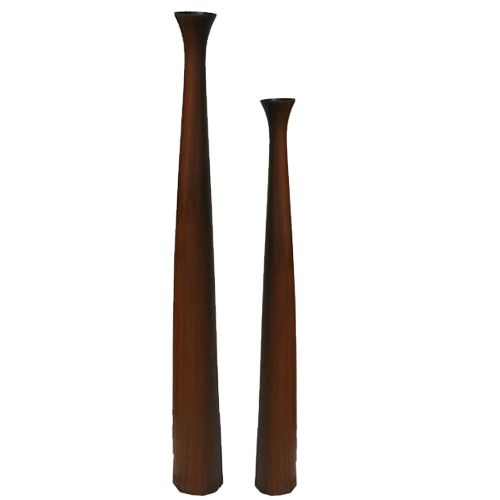 Floreros fabricados en fibra de vidrio imitacion madera modelo Oboe de dos alturas