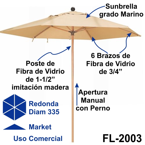 FL-2003 SAN MARCO sombrilla redonda grande