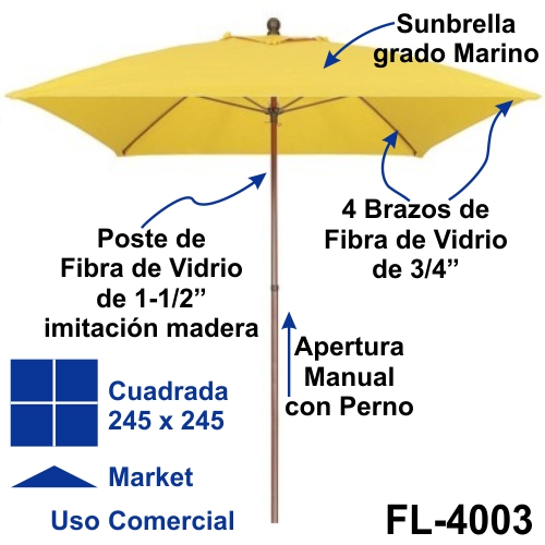 FL-4003 SAN MARCO sombrilla cuadrada mediana