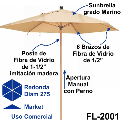 FL-2001 SAN MARCO sombrilla redonda mediana