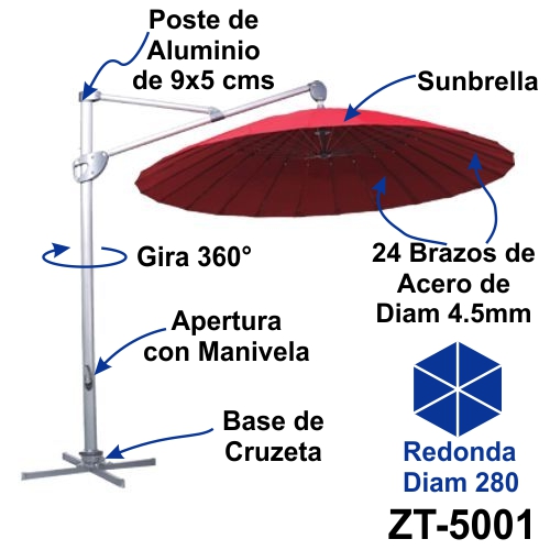 ZT-5001 BEIJING sombrilla redonda de poste lateral